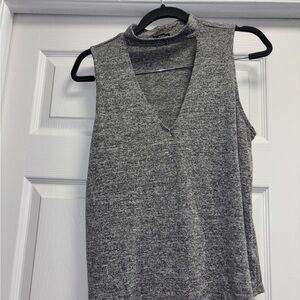 Express Heather Gray V-Neck Tank Top